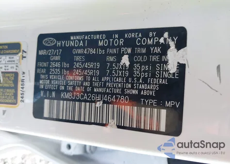 2017 Hyundai Tucson Sport from USA, damaged, VIN KM8J3CA26HU464780